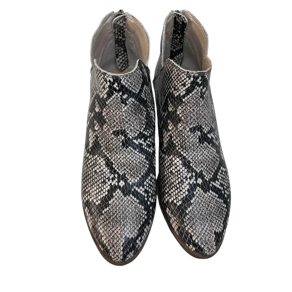 Dolce Vita Karsen Snake Print Ankle Booties Faux Leather Vegan Women's Size 6